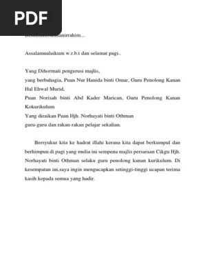 Kamarul terkejut apabila encik kadir memberitahu cadangannya untuk bersara selepas kejohanan sukan ini. Contoh Teks Ucapan Murid Untuk Persaraan Guru Pdf