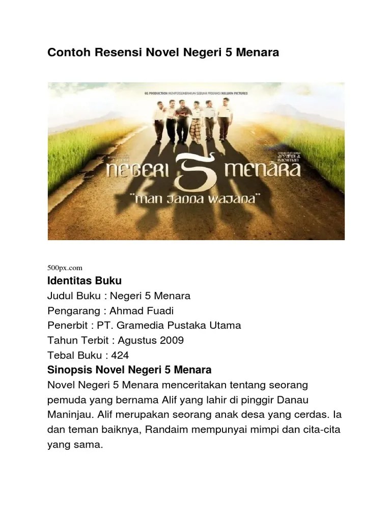 Resensi novel negeri 5 menara. Contoh Resensi Novel Negeri 5 Menara Pdf