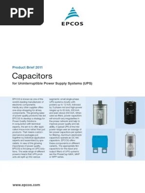 Cat Capacitors For Ups 2011 Epcos Pdf Capacitor Power