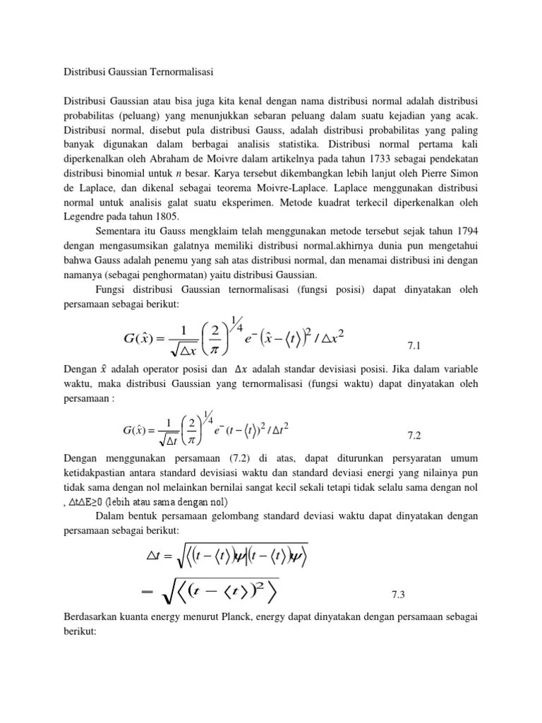Distribusi Gaussian Ternormalisasi | PDF