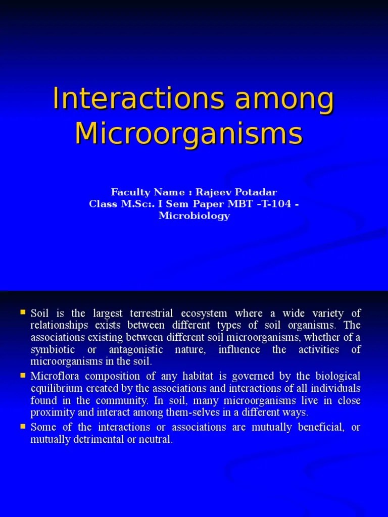 Interactions Among Soil Microorganisms | PDF | Symbiosis | Fungus