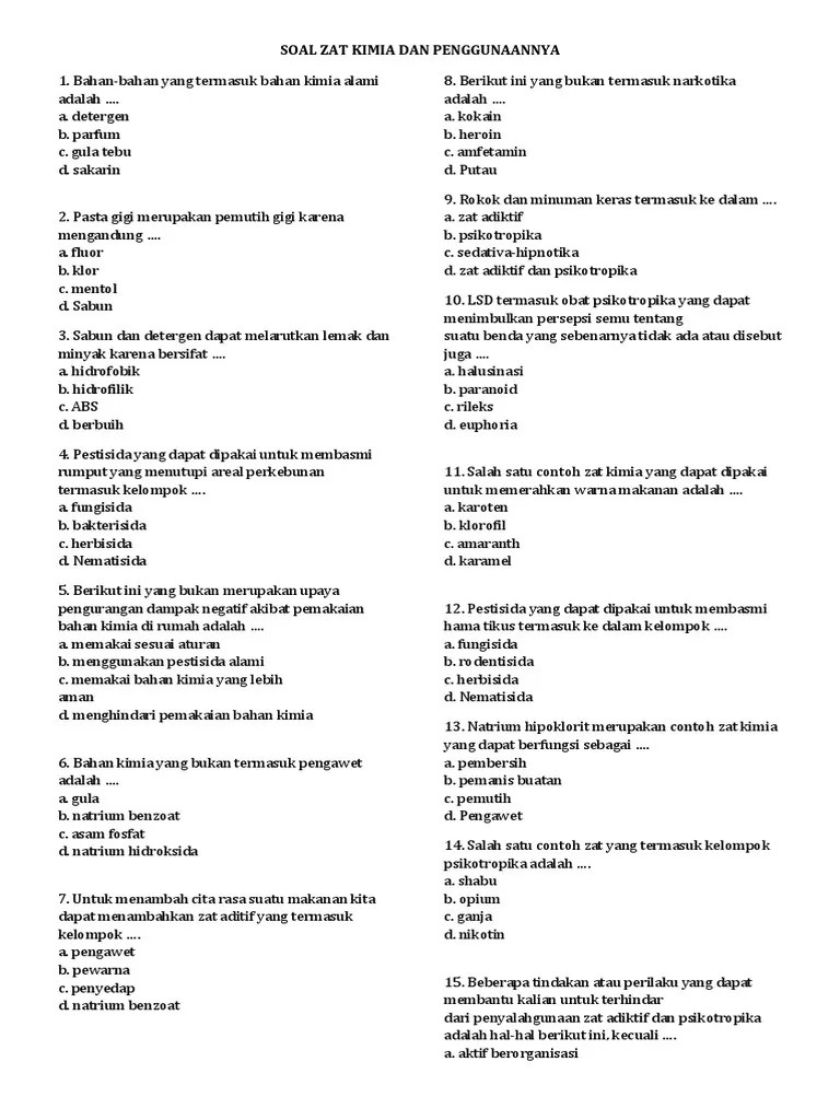 Contoh Soal Hots Zat Aditif Kumpulan Materi Pelajaran Dan Contoh Soal 3 