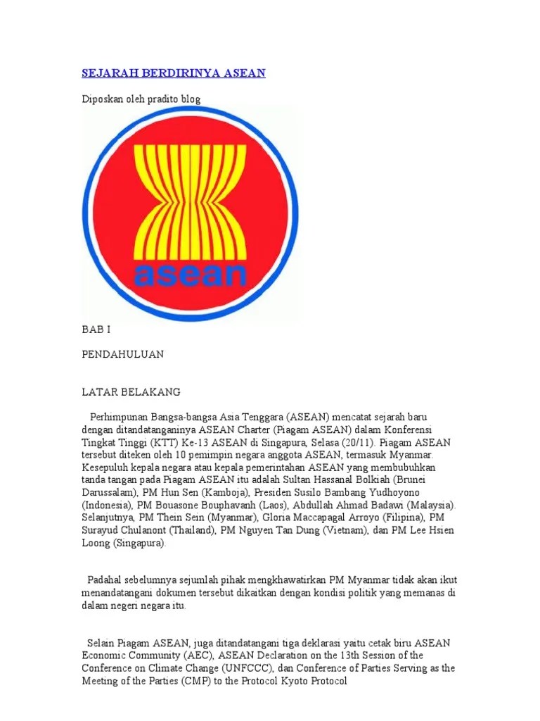 Ada 5 negara pendiri asean, . Sejarah Berdirinya Asean Pdf