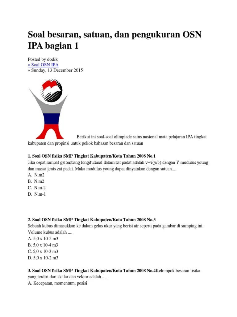 Buku pakar osn fisika smp ipa / yani octavia & tim pembina olimpiade. Soal Osn Fisika Smp Tingkat Provinsi 2013