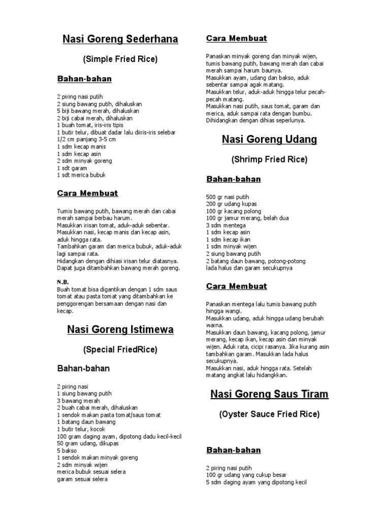 Resep Nasi Goreng | PDF