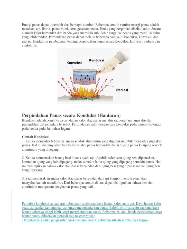 Sebutkan Dua Contoh Peristiwa Perpindahan Panas Secara Konduksi