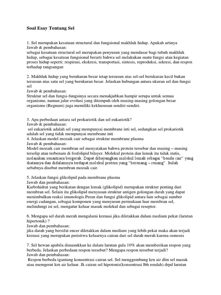 Bioteknologi adalah pemanfaatan bakteri, jamur dan virus untuk memperoleh . Contoh Soal Essay Biologi Sel Beinyu Com