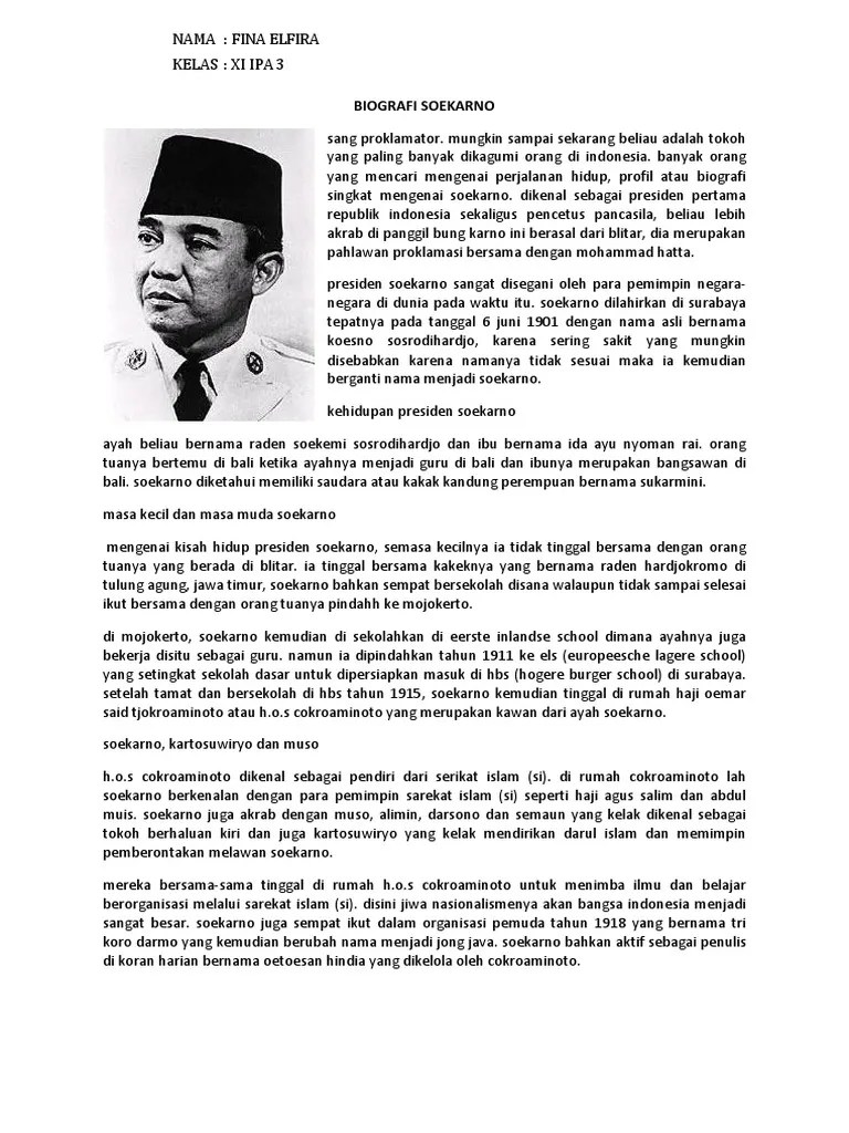 Teks Biografi Bung Karno – Pigura