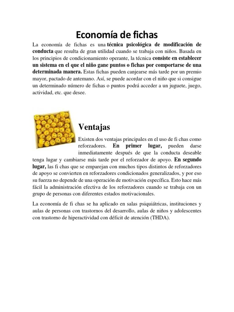 Economía De Fichas | PDF | Comportamiento | Desorden Hiperactivo Y ...