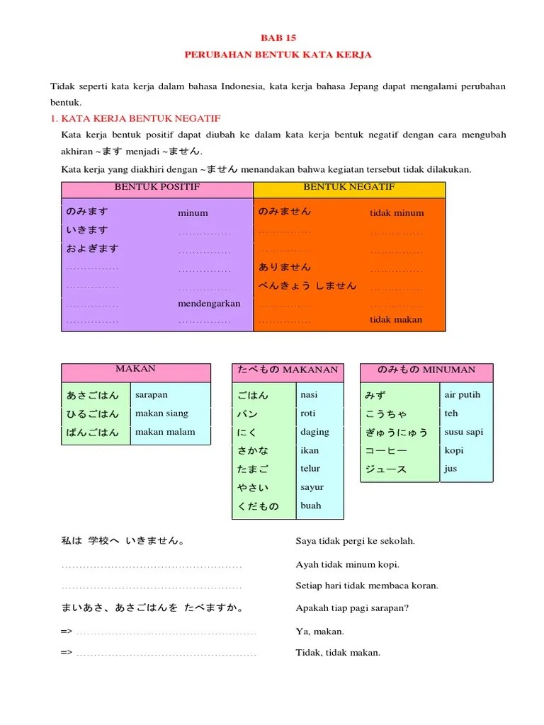 Perubahan Bentuk Kata Kerja Bahasa Jepang – Gambaran