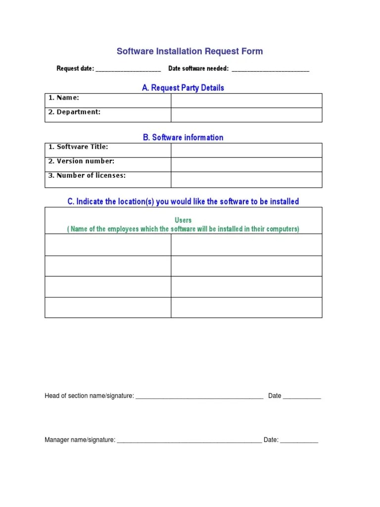 Software Installation Request Form | PDF | Software | Computing