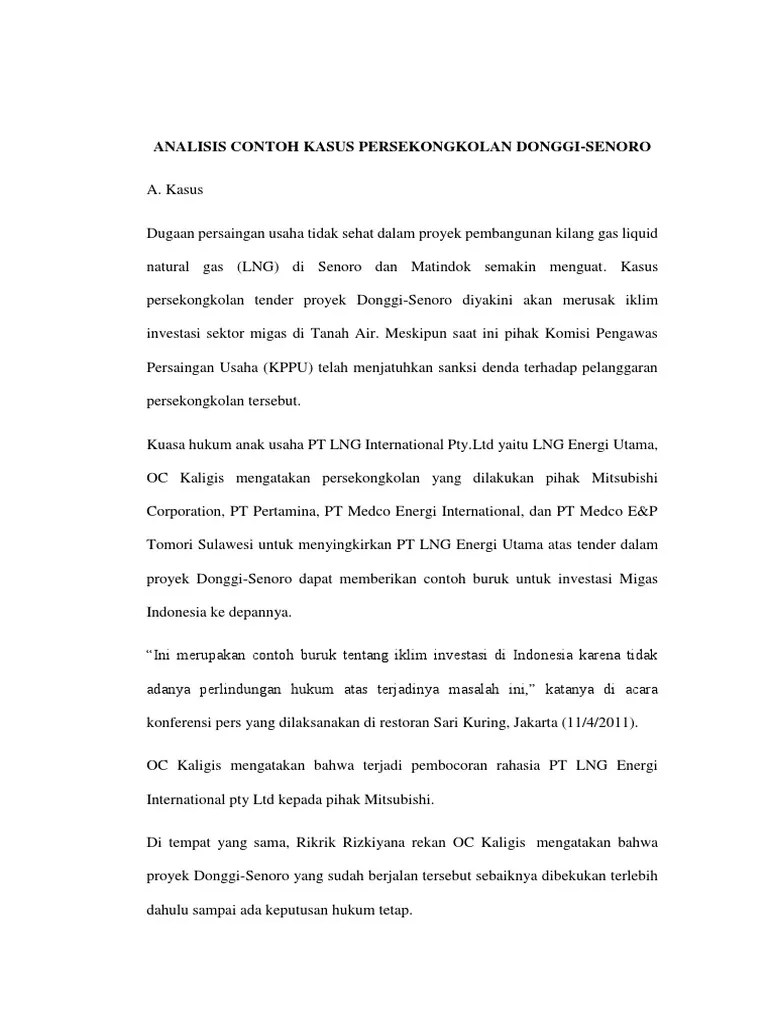 Contoh kasus anti monopoli dan persaingan usaha tidak sehat. Analisis Contoh Kasus Persekongkolan Donggi Pdf