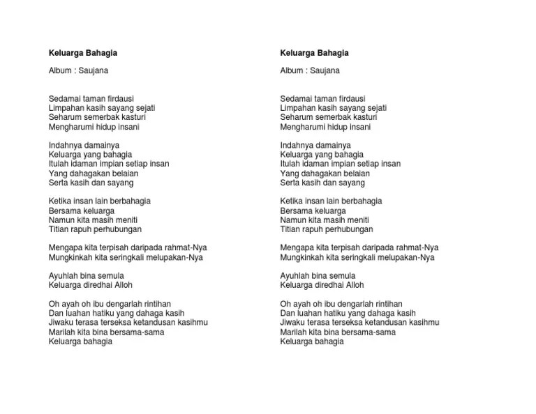 56soalan 2 karangan faktacara cara menghormati ibu bapa lirik lagu keluarga bahagia . Lirik Lagu Keluarga Bahagia Pdf