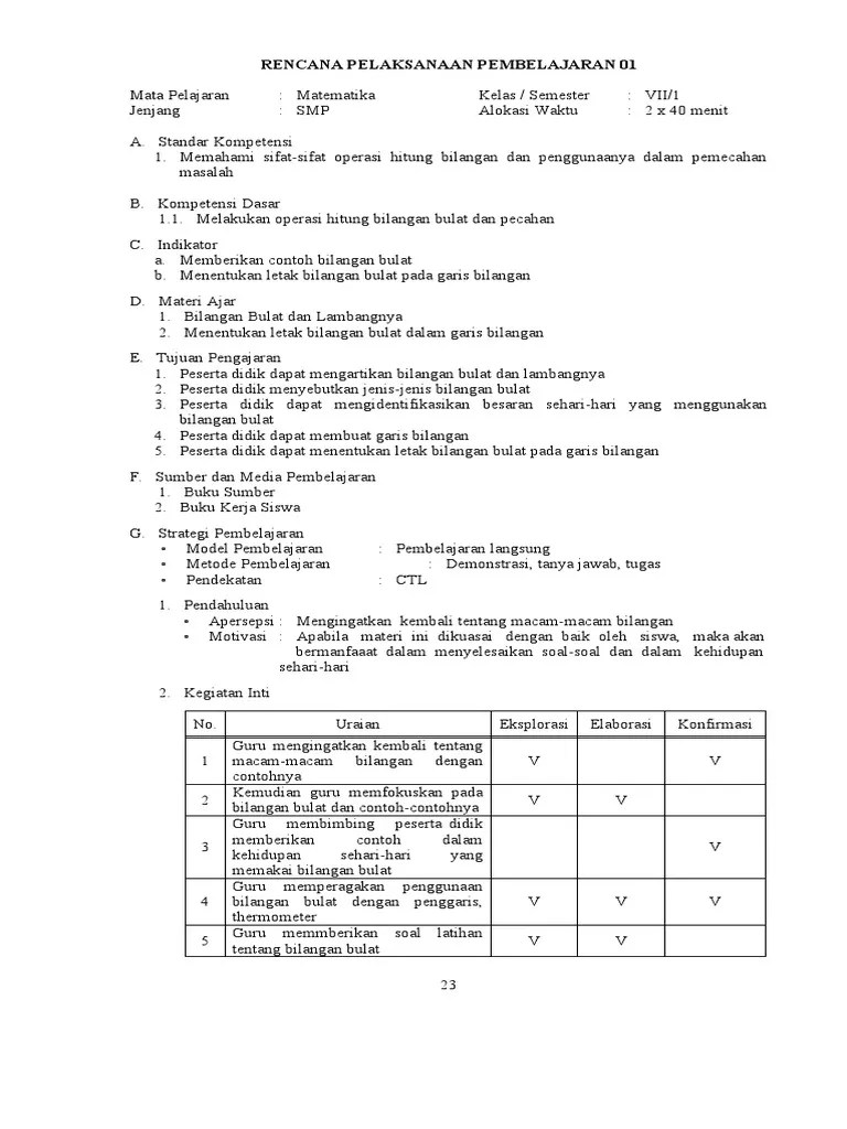 Buku paket matematika kelas vi semester 1. Rpp Matematika Smp Himpunan Kurikulum 2013