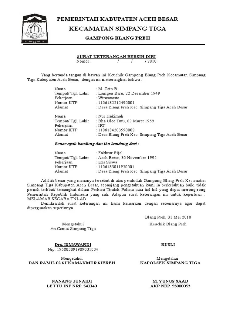 Calon mendaftar secara online melalui internet dengan website . Surat Keterangan Bersih Diri 2 Pdf