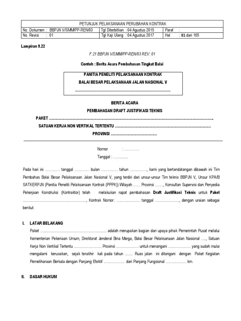 Petunjuk Pelaksanaan Perubahan Kontrak - Rev | PDF