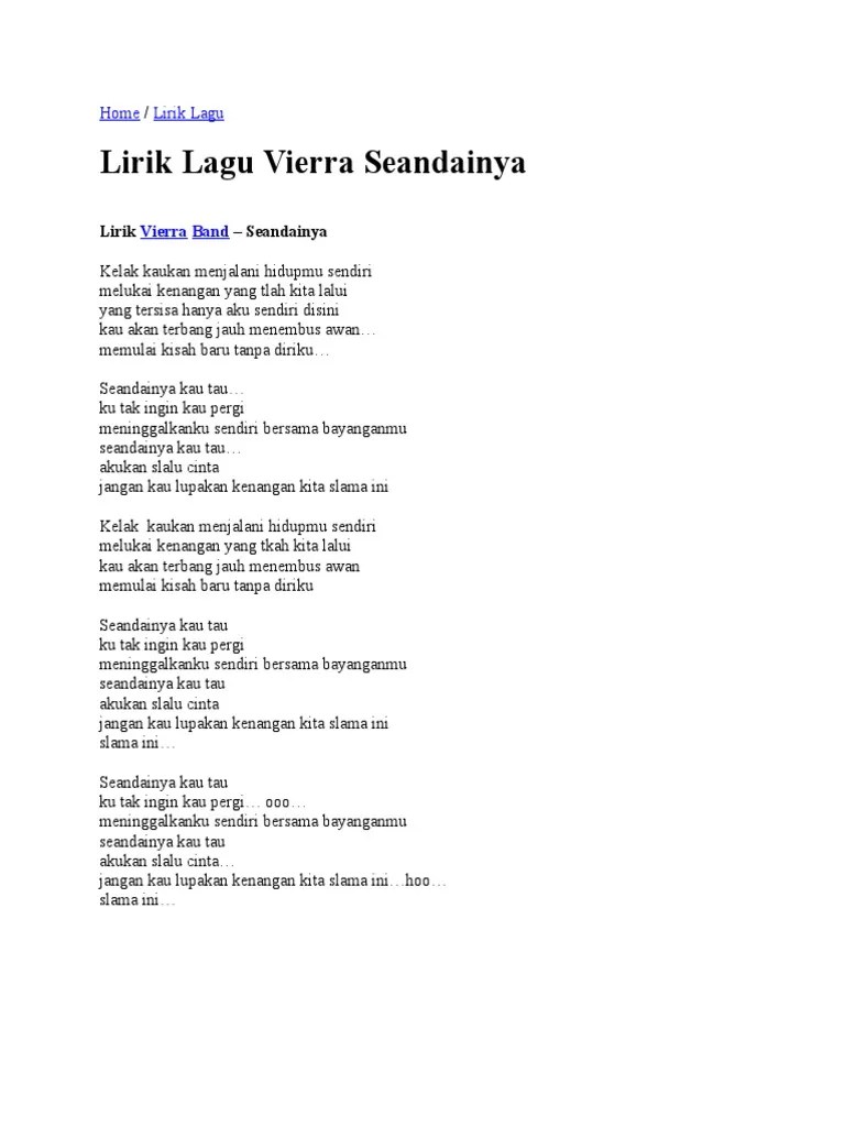 Lirik Dan Chord Vierra Seandainya