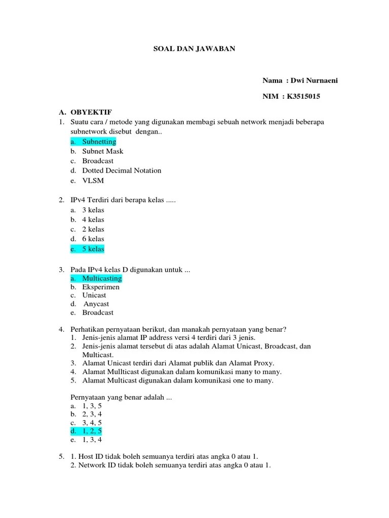 Kumpulan Soal Jaringan Dasar | PDF