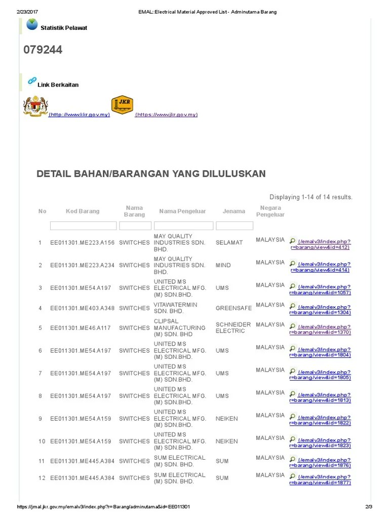 Emal Jkr List / Era Fs 220 2pole 20a Fireman Switch Shopee Malaysia