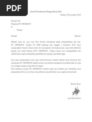 Contoh Surat Pengunduran Diri Fif Kumpulan Contoh Surat Dan Soal Terlengkap 