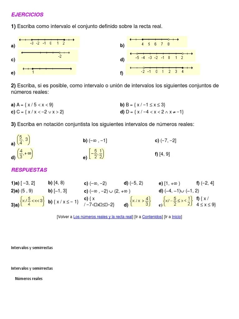 Ejercicios De Intervalo Pdf Intervalo Matemáticas Matemática