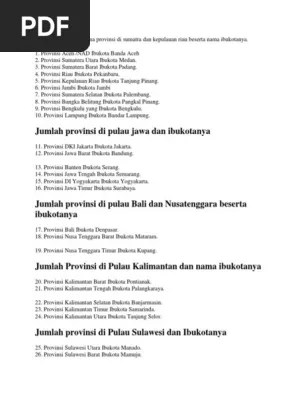 Jumlah Dan Nama Provinsi Di Indonesia | PDF