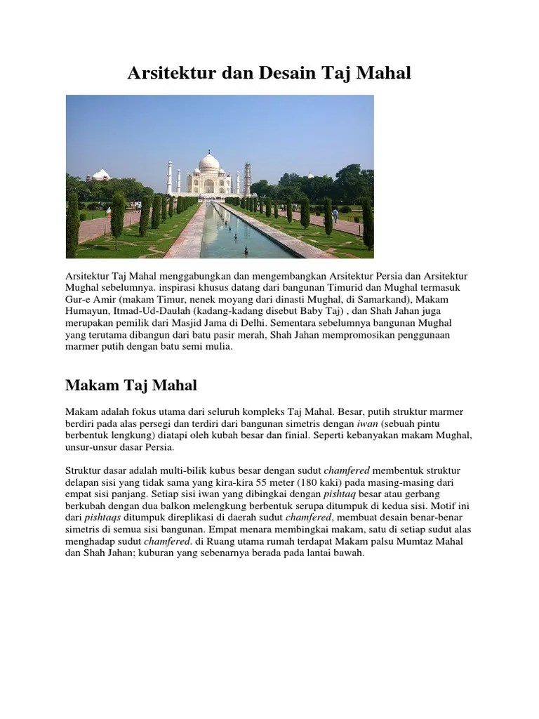Arsitektur Dan Desain Taj Mahal | PDF