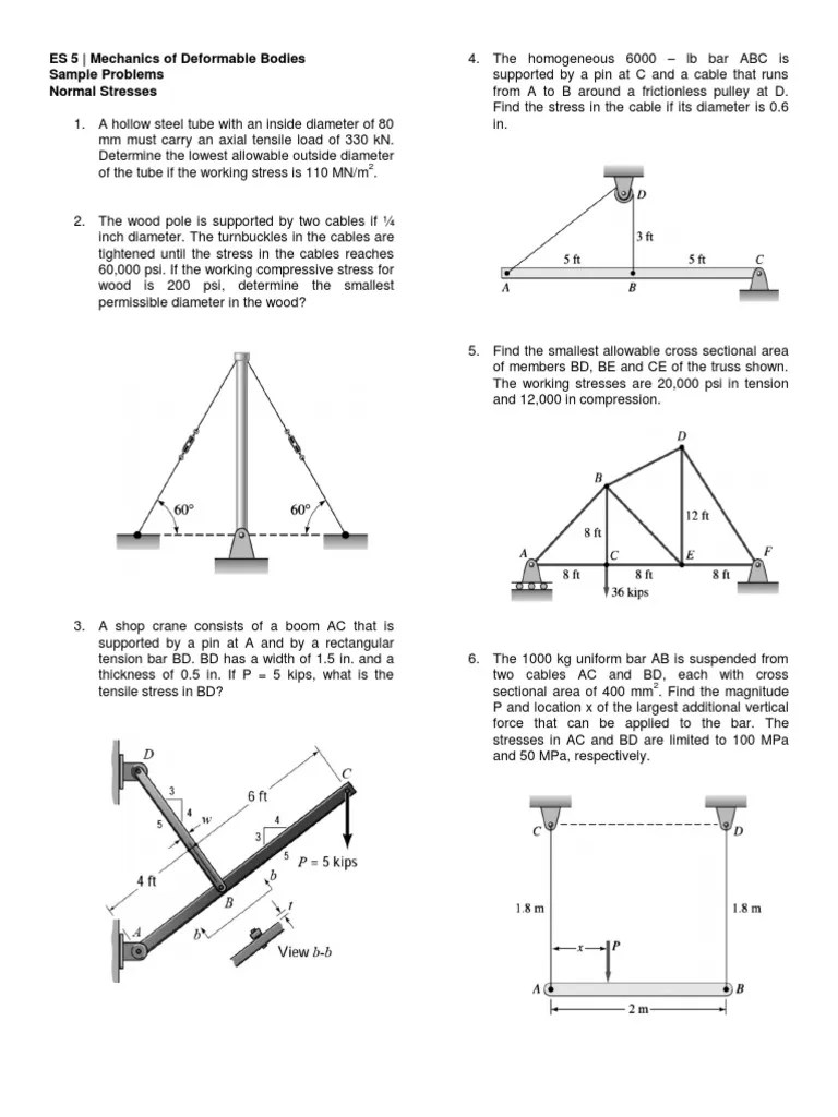 ES5 Mechanics Of Materials SampleProblems | PDF