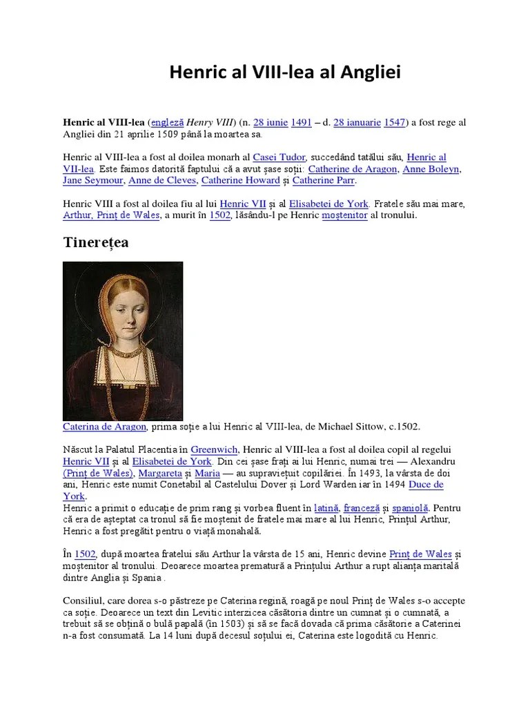 Catherine de aragon, anne boleyn, jane seymour. Henric Al Viii Lea