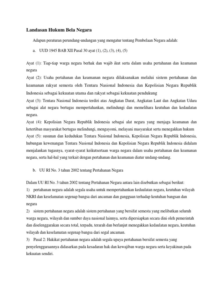 Landasan Hukum Bela Negara