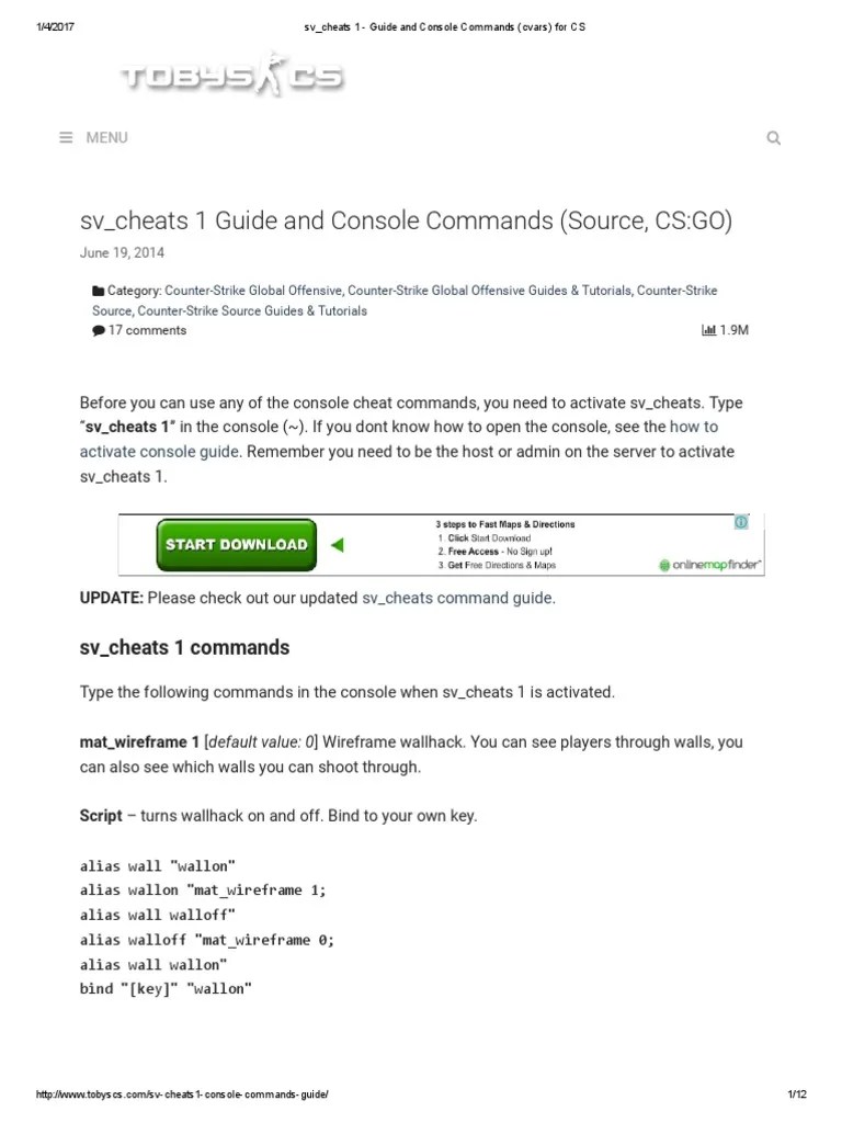 SV - Cheats 1 - Guide And Console Commands (Cvars) For CS | PDF | Game Design | Entertainment