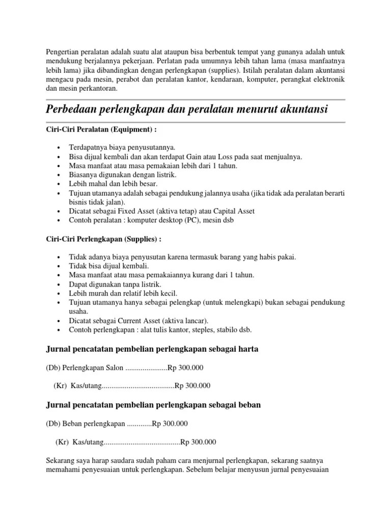 Pengertian Peralatan Adalah Suatu Alat Ataupun Bisa Berbentuk Tempat Yang  Gunanya Adalah Untuk Mendukung Berjalannya Pekerjaan | PDF