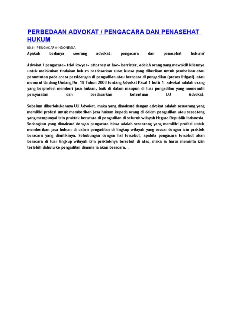 Perbedaan Advokat | PDF