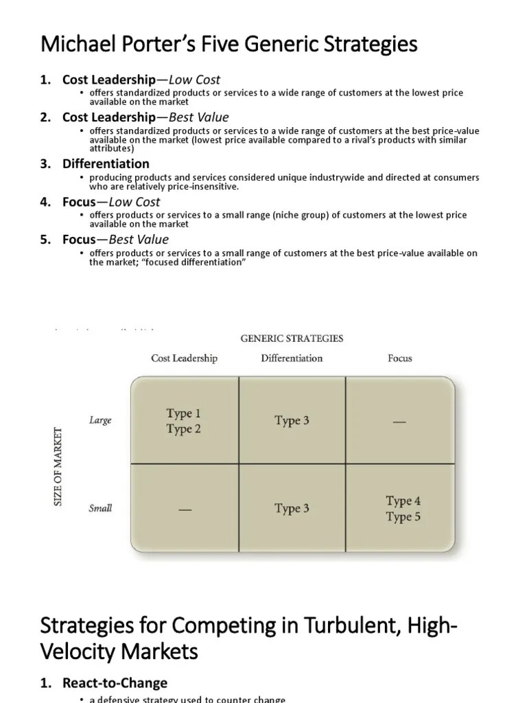 5. Michael Porters Five Generic Strategies