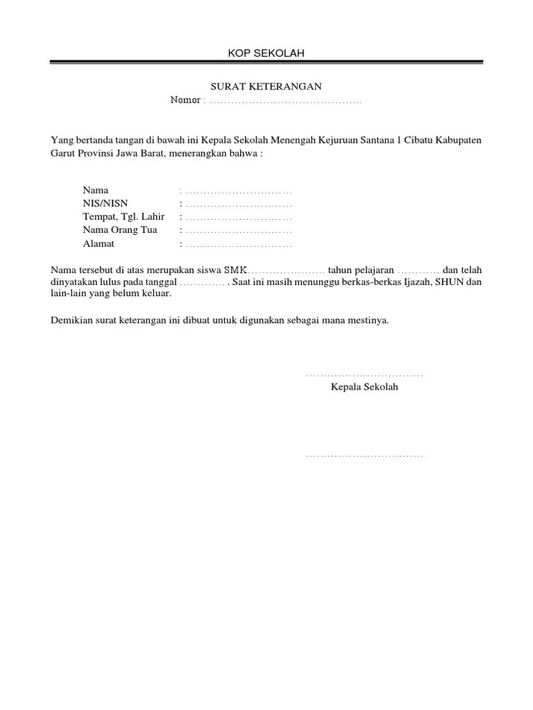 Surat Keterangan Menunggu Ijazah | PDF