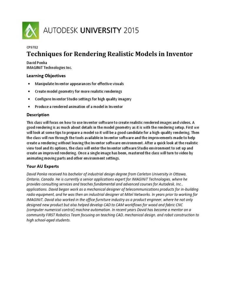 Techniques For Rendering Realistic Models In Inventor | PDF | Rendering ...