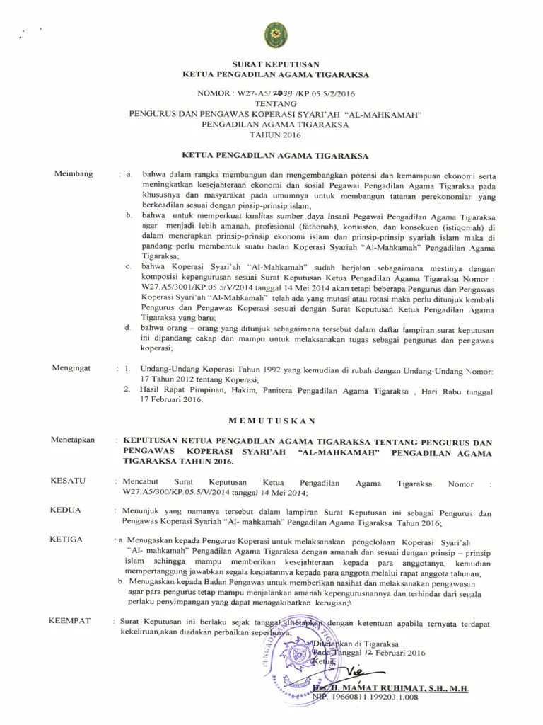 Raudhatul raihan add comment surat keputusan. Sk Pengurus Dan Pengawas Koperasi Syari Ah Al Mahkamah Pdf