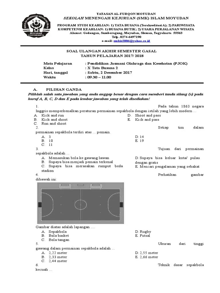 40 soal pilgan tentang permainan bola besar dan jawaban perbedaan soal . Soal Pilihan Ganda Sepak Bola Nasi