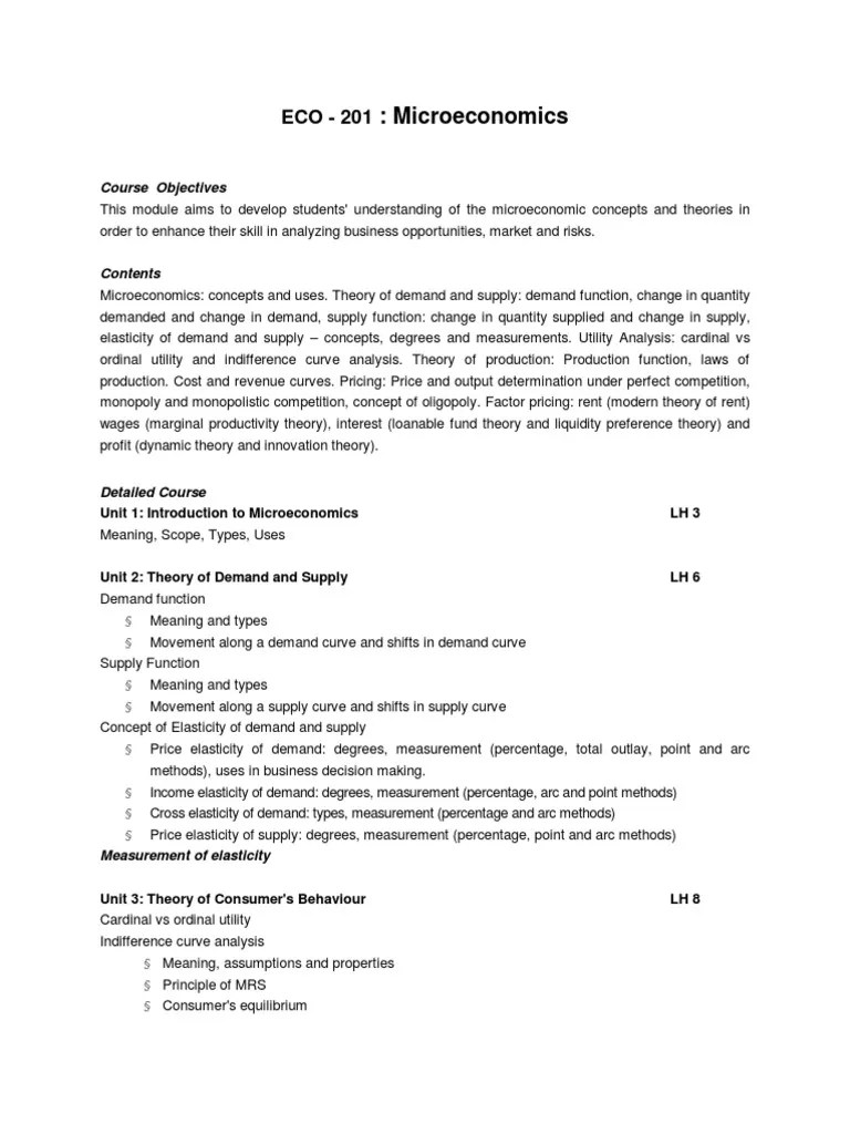 BBA 1st Semester Syllabus PDF | PDF | Demand | Microeconomics