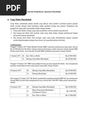Pada tabel 4.2, dengan menggunakan metode anuitas, perhitungan margin dihitung dari jumlah sisa saldo angsuran pokok. Soal Akuntansi Murabahah Rizki Silva Pdf