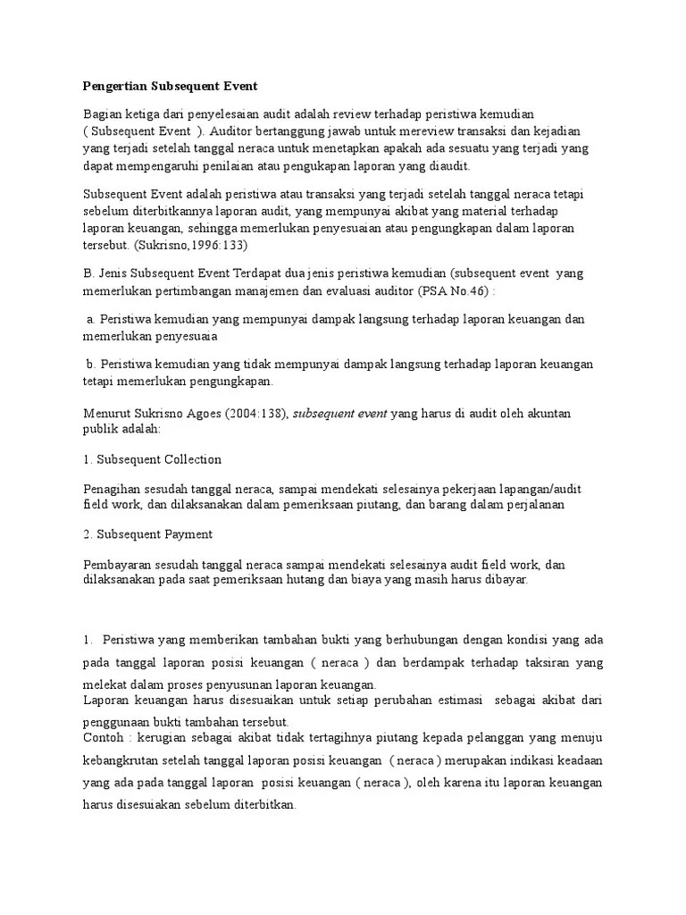 Pengertian Subsequent Event (Pak Razak) | PDF