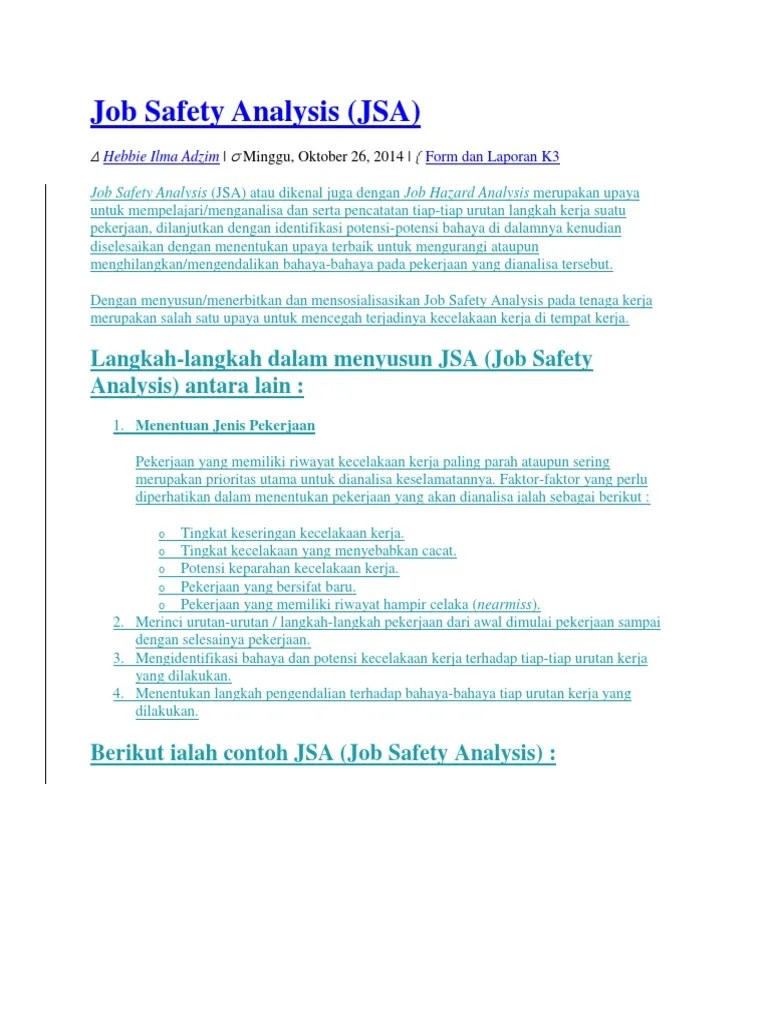 Job Safety Analysis | PDF