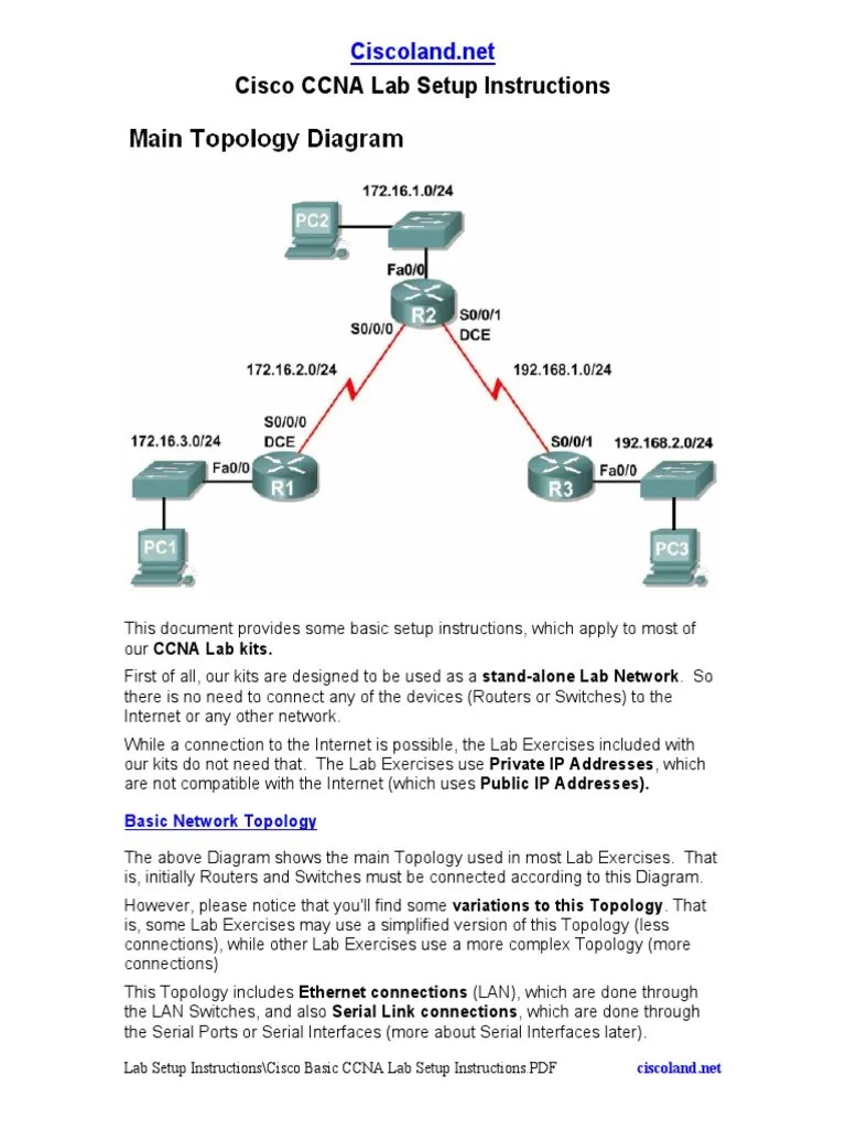 Cisco Basic CCNA Lab Setup Instructions | PDF | Network Switch | Router ...
