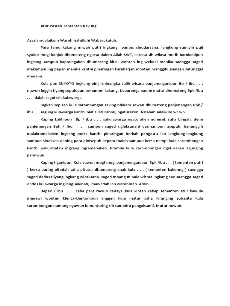 Atur Pasrah Penganten Kakung – Beinyu.com