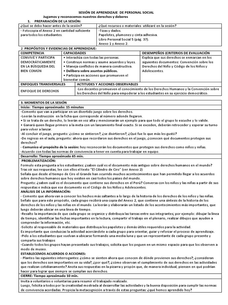 SESION Reconocemos Nuestros Derechos Y Deberes | PDF | Derechos De Los ...