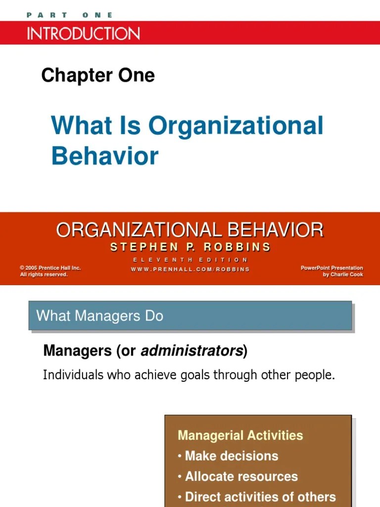 Chapter 1 What Is Organizational Behavior | PDF | Organizational ...
