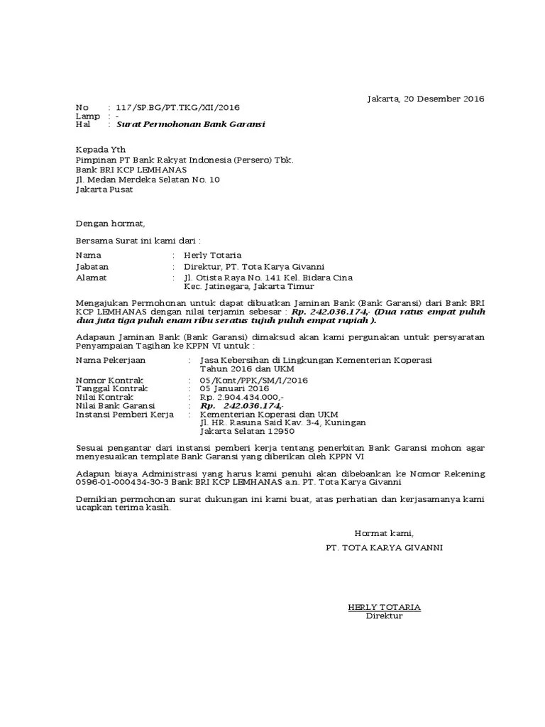 1 (satu) lembar dokumen surat kuasa mendebet rekening untuk pembayaran. Contoh Surat Permohonan Penarikan Jaminan Di Bank Kumpulan Contoh Surat