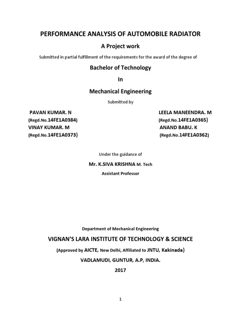 Performance Analysis Of Automobile Radiator | PDF | Heat Transfer ...