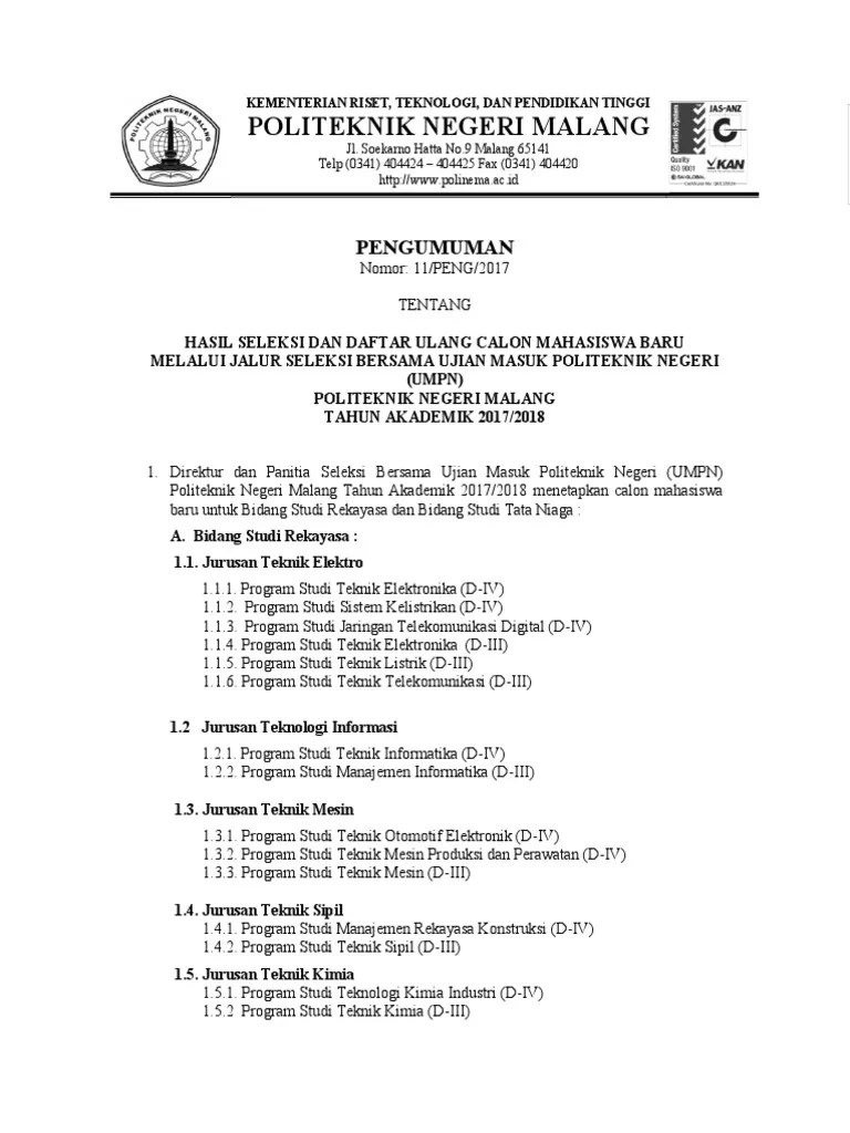 Pengumuman Sbumpn 2017 | PDF