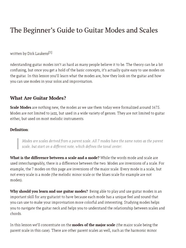 Understanding Guitar Modes: A Comprehensive Guide To Playing Modes On The Guitar | PDF | Mode ...